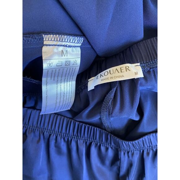 Ekouaer Pajamas Womens Medium NEW Satin Sleepwear Lingerie 2 Pc Shirt & Shorts - Picture 7 of 11